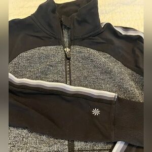 Athleta Girl Size M/8-10 Gray & Black Zip Up Jacket Zip Pockets